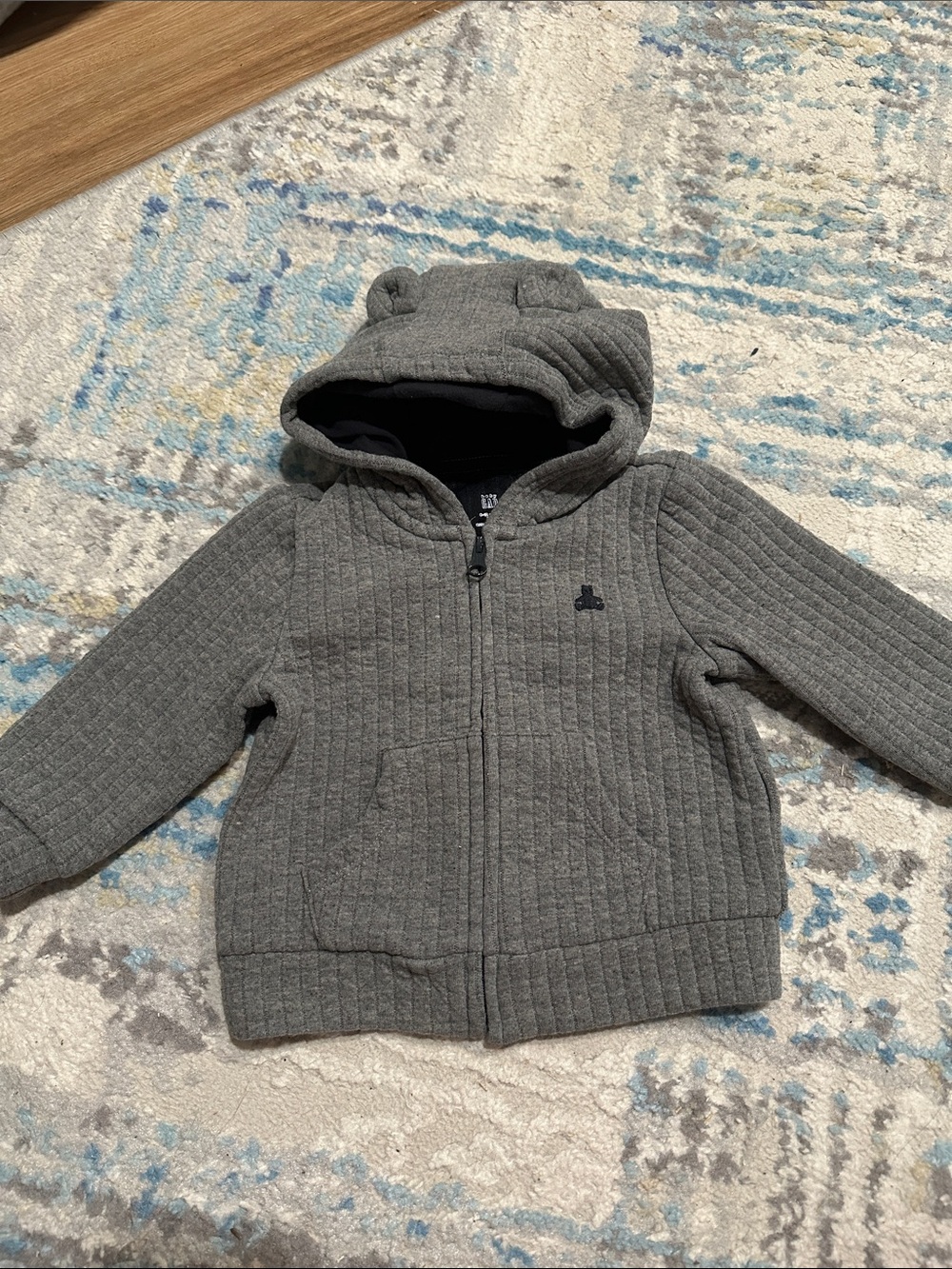 GAP Quilted Hooded Zip Jacket - Gray